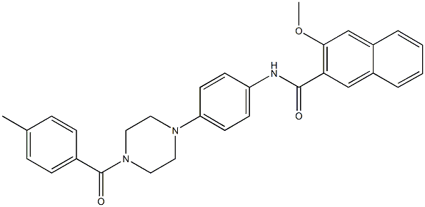 3-methoxy-N-{4-[4-(4-methylbenzoyl)-1-piperazinyl]phenyl}-2-naphthamide 구조식 이미지