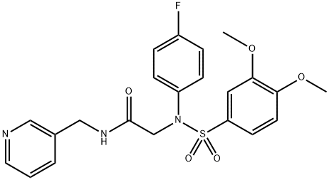 2-{[(3,4-dimethoxyphenyl)sulfonyl]-4-fluoroanilino}-N-(3-pyridinylmethyl)acetamide 구조식 이미지