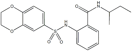 N-(sec-butyl)-2-[(2,3-dihydro-1,4-benzodioxin-6-ylsulfonyl)amino]benzamide 구조식 이미지