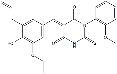 5-(3-allyl-5-ethoxy-4-hydroxybenzylidene)-1-(2-methoxyphenyl)-2-thioxodihydro-4,6(1H,5H)-pyrimidinedione 구조식 이미지