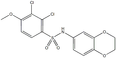 2,3-dichloro-N-(2,3-dihydro-1,4-benzodioxin-6-yl)-4-methoxybenzenesulfonamide 구조식 이미지