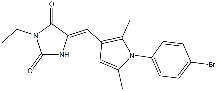 5-{[1-(4-bromophenyl)-2,5-dimethyl-1H-pyrrol-3-yl]methylene}-3-ethyl-2,4-imidazolidinedione Structure