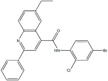 N-(4-bromo-2-chlorophenyl)-6-ethyl-2-phenyl-4-quinolinecarboxamide 구조식 이미지