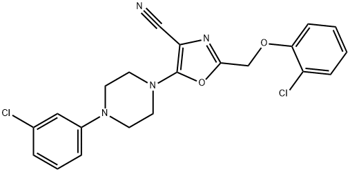 2-[(2-chlorophenoxy)methyl]-5-[4-(3-chlorophenyl)-1-piperazinyl]-1,3-oxazole-4-carbonitrile 구조식 이미지