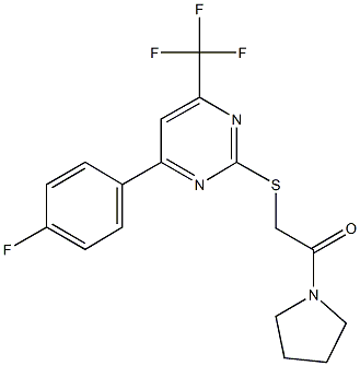 4-(4-fluorophenyl)-2-{[2-oxo-2-(1-pyrrolidinyl)ethyl]sulfanyl}-6-(trifluoromethyl)pyrimidine Structure