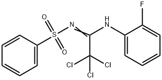 N-[2,2,2-trichloro-N-(2-fluorophenyl)ethanimidoyl]benzenesulfonamide Structure