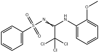 N-[2,2,2-trichloro-N-(2-methoxyphenyl)ethanimidoyl]benzenesulfonamide Structure