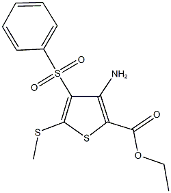 ethyl 3-amino-5-(methylsulfanyl)-4-(phenylsulfonyl)-2-thiophenecarboxylate 구조식 이미지