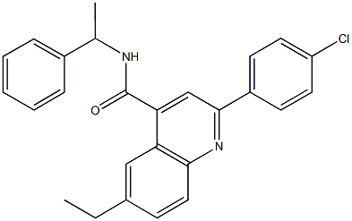 2-(4-chlorophenyl)-6-ethyl-N-(1-phenylethyl)-4-quinolinecarboxamide 구조식 이미지