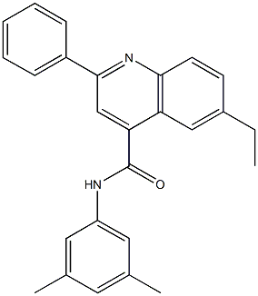 N-(3,5-dimethylphenyl)-6-ethyl-2-phenyl-4-quinolinecarboxamide 구조식 이미지