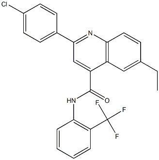 2-(4-chlorophenyl)-6-ethyl-N-[2-(trifluoromethyl)phenyl]-4-quinolinecarboxamide Structure