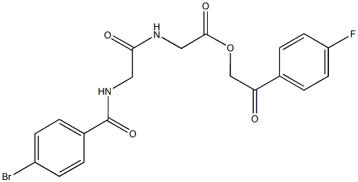 2-(4-fluorophenyl)-2-oxoethyl ({[(4-bromobenzoyl)amino]acetyl}amino)acetate 구조식 이미지