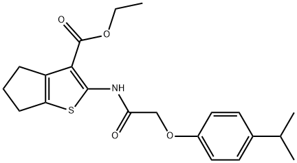 ethyl 2-{[(4-isopropylphenoxy)acetyl]amino}-5,6-dihydro-4H-cyclopenta[b]thiophene-3-carboxylate 구조식 이미지