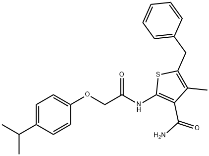 5-benzyl-2-{[(4-isopropylphenoxy)acetyl]amino}-4-methyl-3-thiophenecarboxamide 구조식 이미지