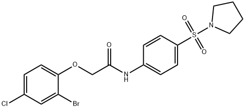 2-(2-bromo-4-chlorophenoxy)-N-[4-(1-pyrrolidinylsulfonyl)phenyl]acetamide Structure