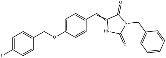 3-benzyl-5-{4-[(4-fluorobenzyl)oxy]benzylidene}-2,4-imidazolidinedione Structure