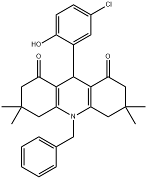 10-benzyl-9-(5-chloro-2-hydroxyphenyl)-3,3,6,6-tetramethyl-3,4,6,7,9,10-hexahydro-1,8(2H,5H)-acridinedione 구조식 이미지