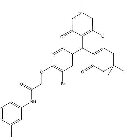 2-[2-bromo-4-(3,3,6,6-tetramethyl-1,8-dioxo-2,3,4,5,6,7,8,9-octahydro-1H-xanthen-9-yl)phenoxy]-N-(3-methylphenyl)acetamide Structure