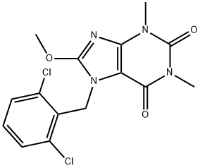 7-(2,6-dichlorobenzyl)-8-methoxy-1,3-dimethyl-3,7-dihydro-1H-purine-2,6-dione Structure