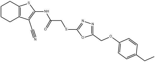 N-(3-cyano-4,5,6,7-tetrahydro-1-benzothien-2-yl)-2-({5-[(4-ethylphenoxy)methyl]-1,3,4-oxadiazol-2-yl}sulfanyl)acetamide Structure