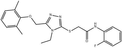 2-({5-[(2,6-dimethylphenoxy)methyl]-4-ethyl-4H-1,2,4-triazol-3-yl}sulfanyl)-N-(2-fluorophenyl)acetamide Structure