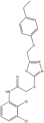 N-(2,3-dichlorophenyl)-2-({5-[(4-ethylphenoxy)methyl]-1,3,4-oxadiazol-2-yl}sulfanyl)acetamide 구조식 이미지