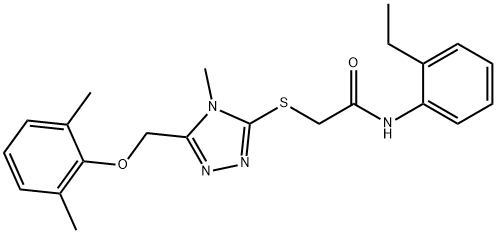 2-({5-[(2,6-dimethylphenoxy)methyl]-4-methyl-4H-1,2,4-triazol-3-yl}sulfanyl)-N-(2-ethylphenyl)acetamide 구조식 이미지