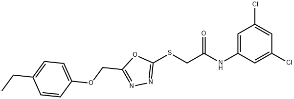 N-(3,5-dichlorophenyl)-2-({5-[(4-ethylphenoxy)methyl]-1,3,4-oxadiazol-2-yl}sulfanyl)acetamide 구조식 이미지