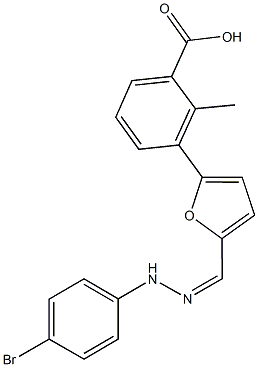 3-{5-[2-(4-bromophenyl)carbohydrazonoyl]-2-furyl}-2-methylbenzoic acid 구조식 이미지