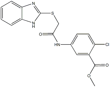 methyl 5-{[(1H-benzimidazol-2-ylsulfanyl)acetyl]amino}-2-chlorobenzoate 구조식 이미지