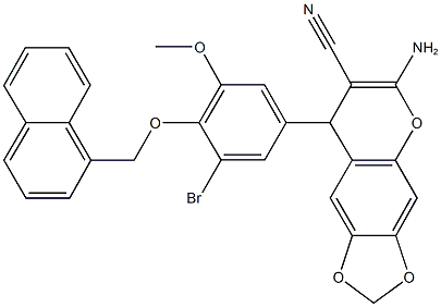 6-amino-8-[3-bromo-5-methoxy-4-(1-naphthylmethoxy)phenyl]-8H-[1,3]dioxolo[4,5-g]chromene-7-carbonitrile 구조식 이미지