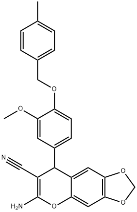 6-amino-8-{3-methoxy-4-[(4-methylbenzyl)oxy]phenyl}-8H-[1,3]dioxolo[4,5-g]chromene-7-carbonitrile 구조식 이미지