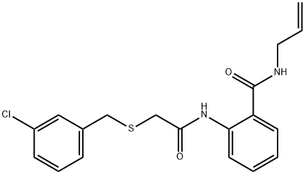 N-allyl-2-({[(3-chlorobenzyl)sulfanyl]acetyl}amino)benzamide 구조식 이미지