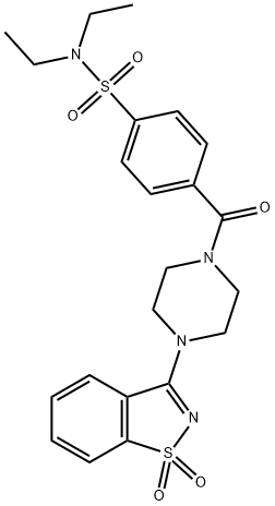 4-{[4-(1,1-dioxido-1,2-benzisothiazol-3-yl)-1-piperazinyl]carbonyl}-N,N-diethylbenzenesulfonamide 구조식 이미지