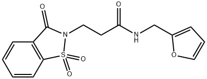 3-(1,1-dioxido-3-oxo-1,2-benzisothiazol-2(3H)-yl)-N-(2-furylmethyl)propanamide 구조식 이미지