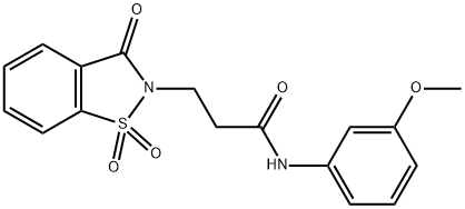 3-(1,1-dioxido-3-oxo-1,2-benzisothiazol-2(3H)-yl)-N-(3-methoxyphenyl)propanamide 구조식 이미지