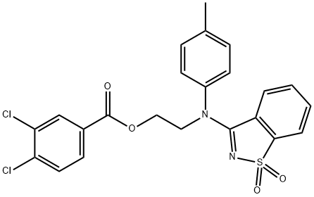 2-[(1,1-dioxido-1,2-benzisothiazol-3-yl)-4-methylanilino]ethyl 3,4-dichlorobenzoate 구조식 이미지