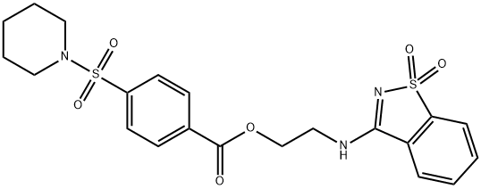 2-[(1,1-dioxido-1,2-benzisothiazol-3-yl)amino]ethyl 4-(1-piperidinylsulfonyl)benzoate 구조식 이미지