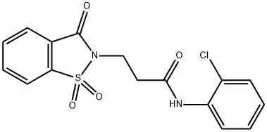 N-(2-chlorophenyl)-3-(1,1-dioxido-3-oxo-1,2-benzisothiazol-2(3H)-yl)propanamide 구조식 이미지