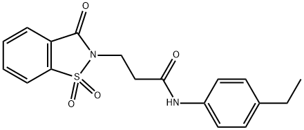 3-(1,1-dioxido-3-oxo-1,2-benzisothiazol-2(3H)-yl)-N-(4-ethylphenyl)propanamide Structure