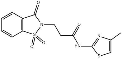3-(1,1-dioxido-3-oxo-1,2-benzisothiazol-2(3H)-yl)-N-(4-methyl-1,3-thiazol-2-yl)propanamide 구조식 이미지