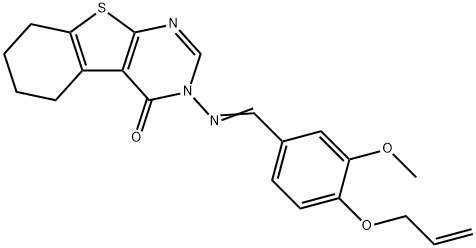 3-{[4-(allyloxy)-3-methoxybenzylidene]amino}-5,6,7,8-tetrahydro[1]benzothieno[2,3-d]pyrimidin-4(3H)-one Structure