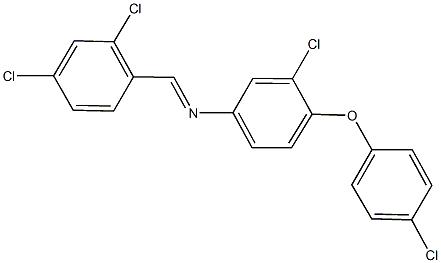 3-chloro-4-(4-chlorophenoxy)-N-(2,4-dichlorobenzylidene)aniline 구조식 이미지