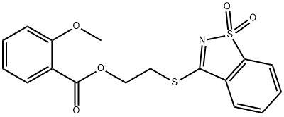 2-[(1,1-dioxido-1,2-benzisothiazol-3-yl)sulfanyl]ethyl 2-methoxybenzoate 구조식 이미지