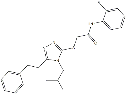 N-(2-fluorophenyl)-2-{[4-isobutyl-5-(2-phenylethyl)-4H-1,2,4-triazol-3-yl]thio}acetamide 구조식 이미지