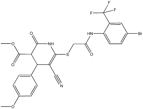 methyl 6-({2-[4-bromo-2-(trifluoromethyl)anilino]-2-oxoethyl}sulfanyl)-5-cyano-4-(4-methoxyphenyl)-2-oxo-1,2,3,4-tetrahydro-3-pyridinecarboxylate 구조식 이미지