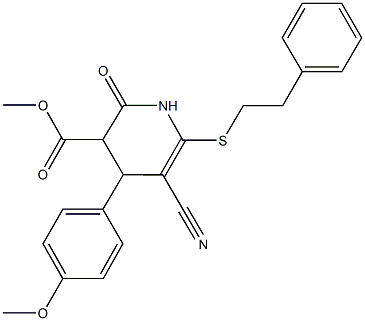 methyl 5-cyano-4-(4-methoxyphenyl)-2-oxo-6-[(2-phenylethyl)sulfanyl]-1,2,3,4-tetrahydro-3-pyridinecarboxylate Structure