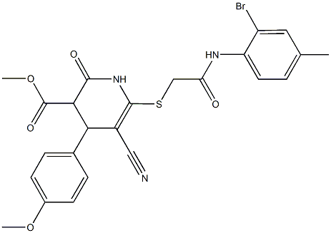 methyl 6-{[2-(2-bromo-4-methylanilino)-2-oxoethyl]sulfanyl}-5-cyano-4-(4-methoxyphenyl)-2-oxo-1,2,3,4-tetrahydro-3-pyridinecarboxylate Structure