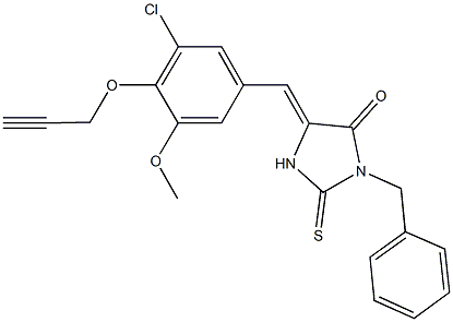 3-benzyl-5-[3-chloro-5-methoxy-4-(2-propynyloxy)benzylidene]-2-thioxo-4-imidazolidinone 구조식 이미지