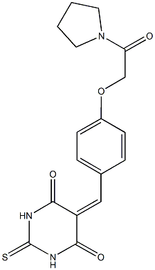 5-{4-[2-oxo-2-(1-pyrrolidinyl)ethoxy]benzylidene}-2-thioxodihydro-4,6(1H,5H)-pyrimidinedione 구조식 이미지